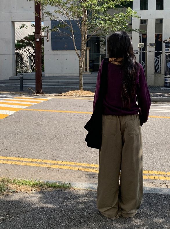 Pju Curved String Wide Banding Pants