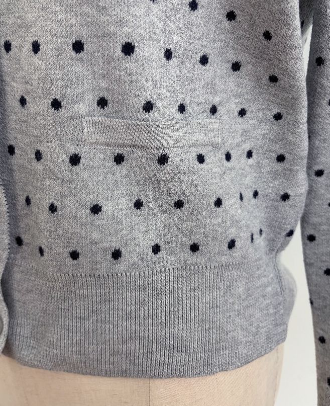 Moel Round Neck Dot Knit Cardigan