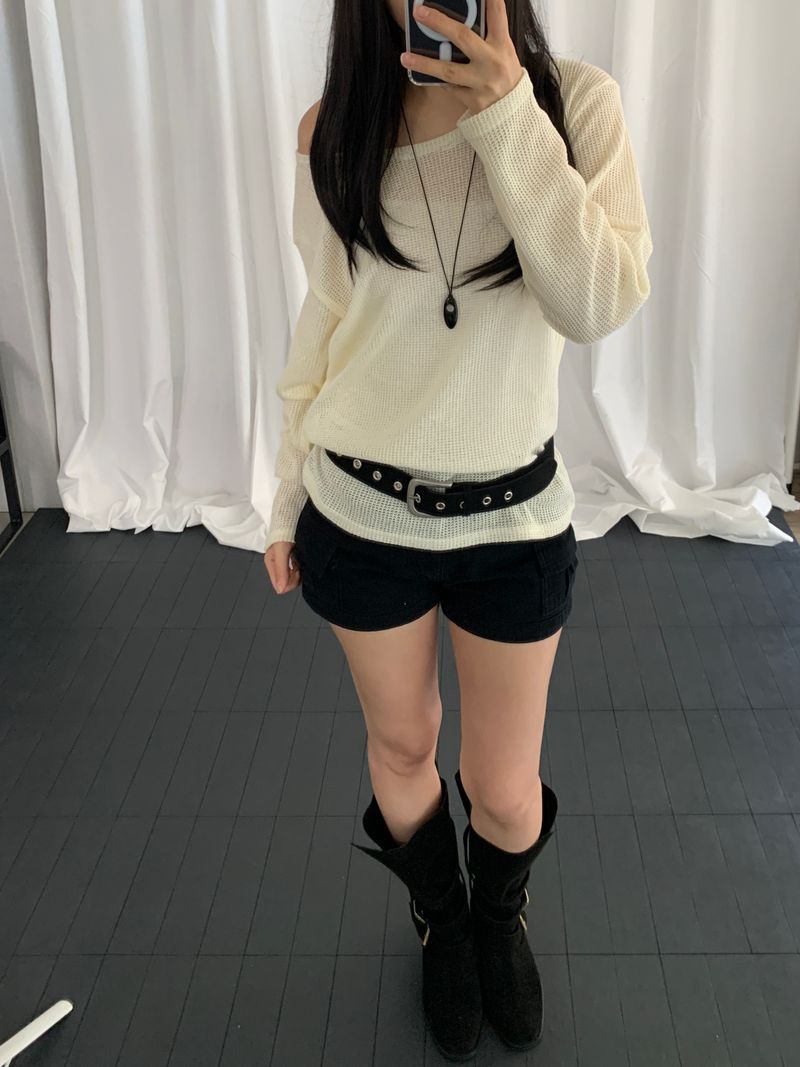 リレア ロングスリーブ メッシュ ニット​