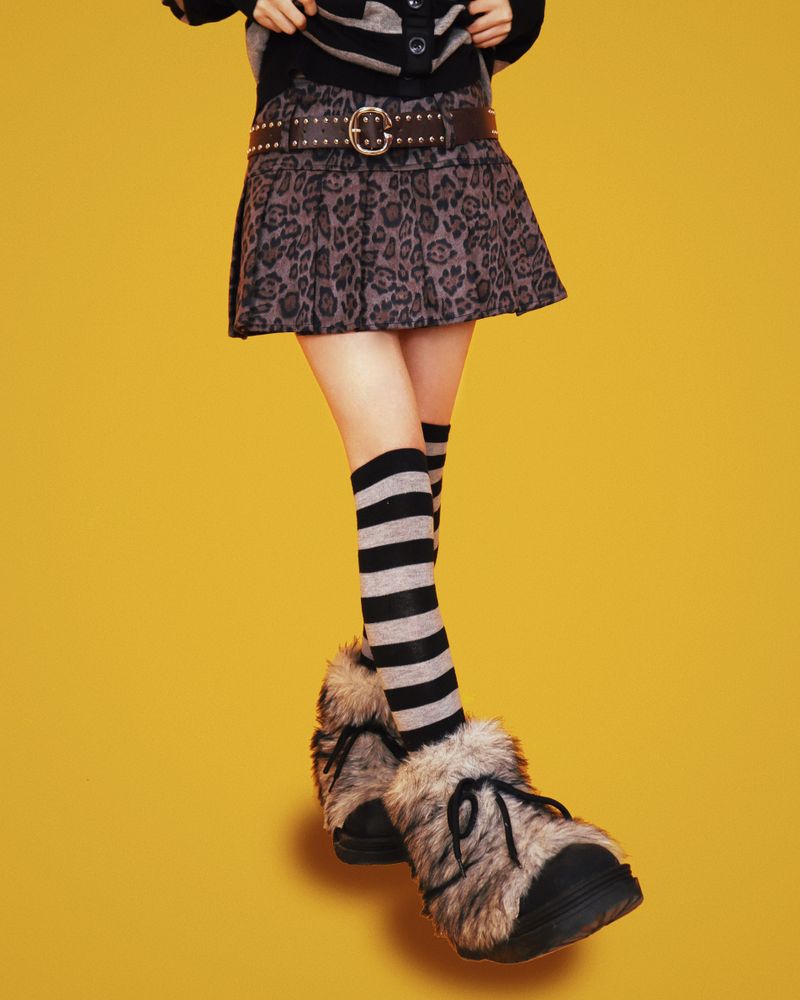 Pick! leopard skirt +belt (2color/속바지)