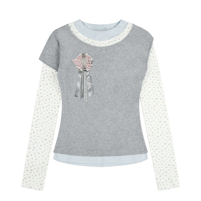 Cozy&Kitsch（コージーアンドキッチ）の「ロージー フローラル リボン レイヤード Tシャツ（トップス）」