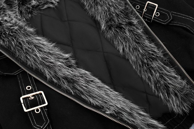 Miley Faux Fur Collar Buckle Zip-Up Jacket
