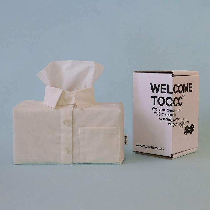 welcometoccc（ウェルカムシーシーシー）の「ポケット シャツ ティッシュ ケース (White) （インテリア）」