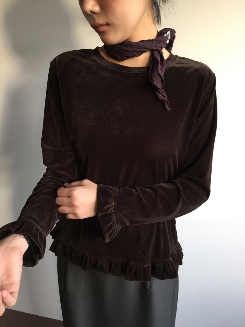 frilly velvet long sleeves (4color)