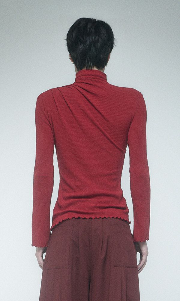 Cowl draped T-shirt Red