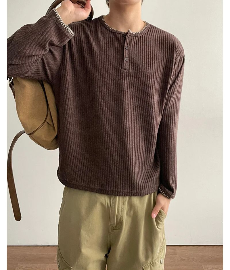 Stitched Henneck Cropped Knit