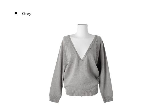 Nubi Deep V-Neck Loose Fit Layered Button Knit