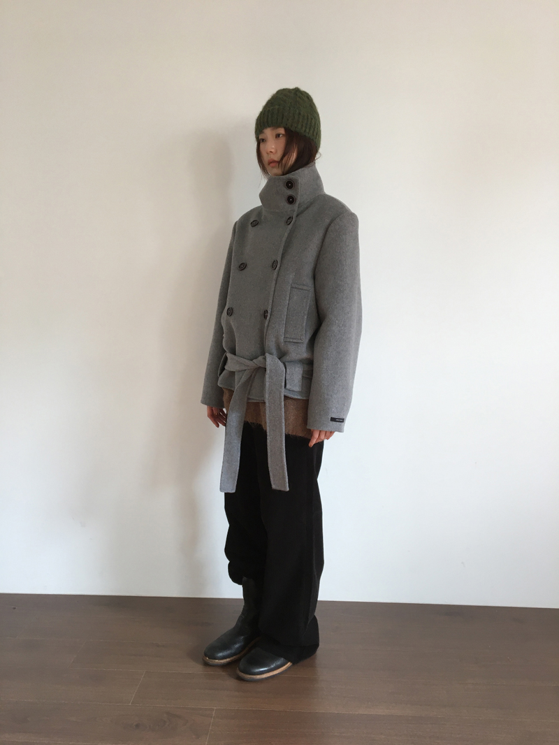 ハショ ファンネルネック ハーフ コート (2color)