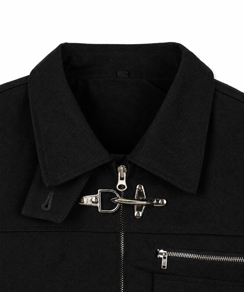 Fireman Buckle Crop Jacket - Black