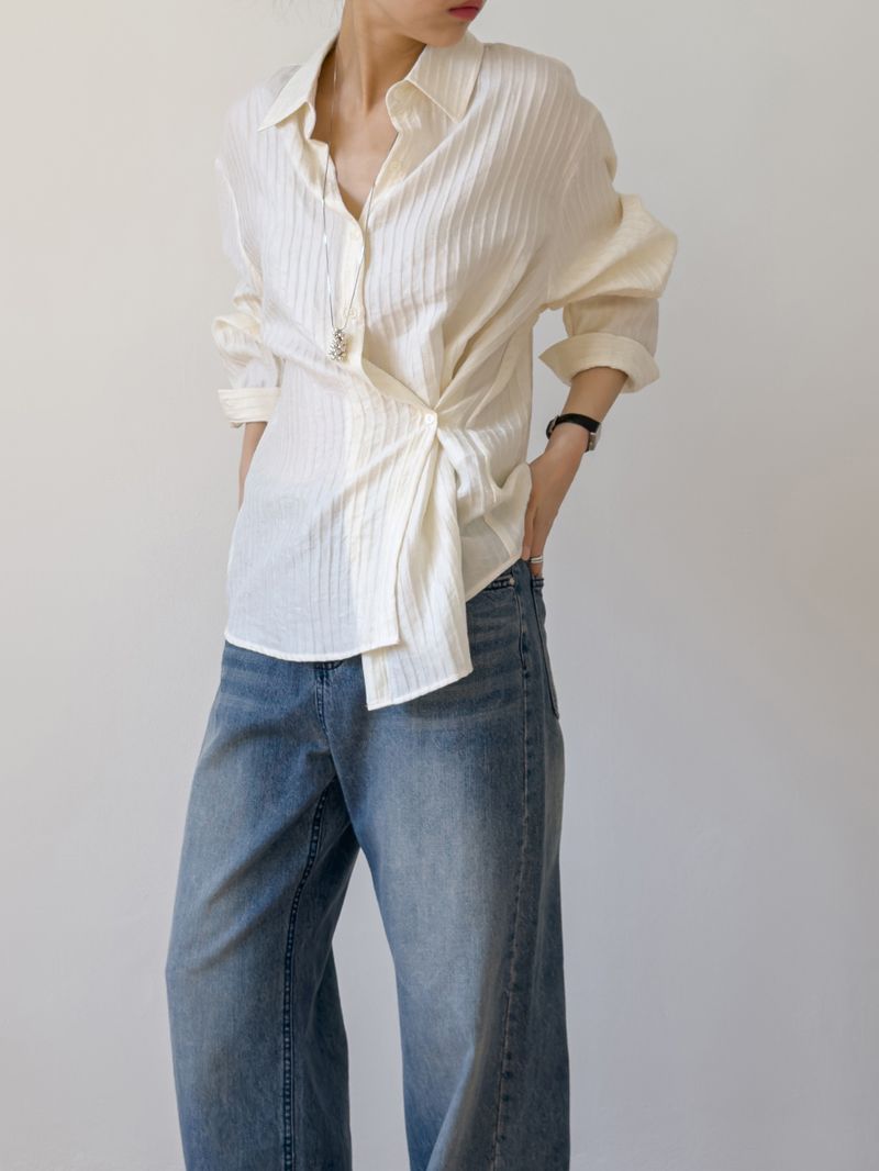 INCHANT ME（インチャントミー）の「Embossed Wrap Stripe Over Fit Shirt（Tops）」