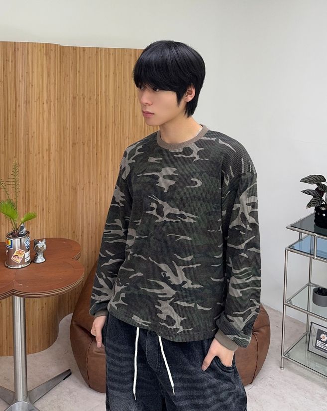 Demei Camo Waffle Long Sleeve