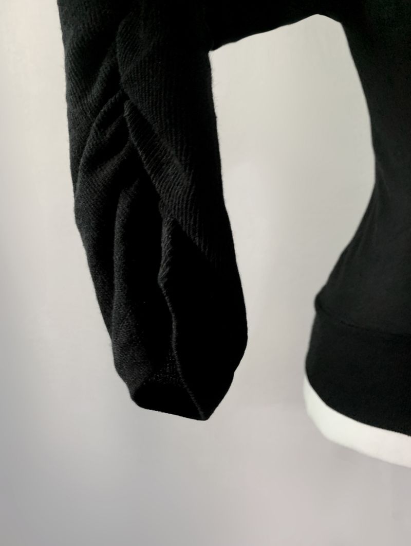 Solu Soft Shirring Hood Zip-up (Black)