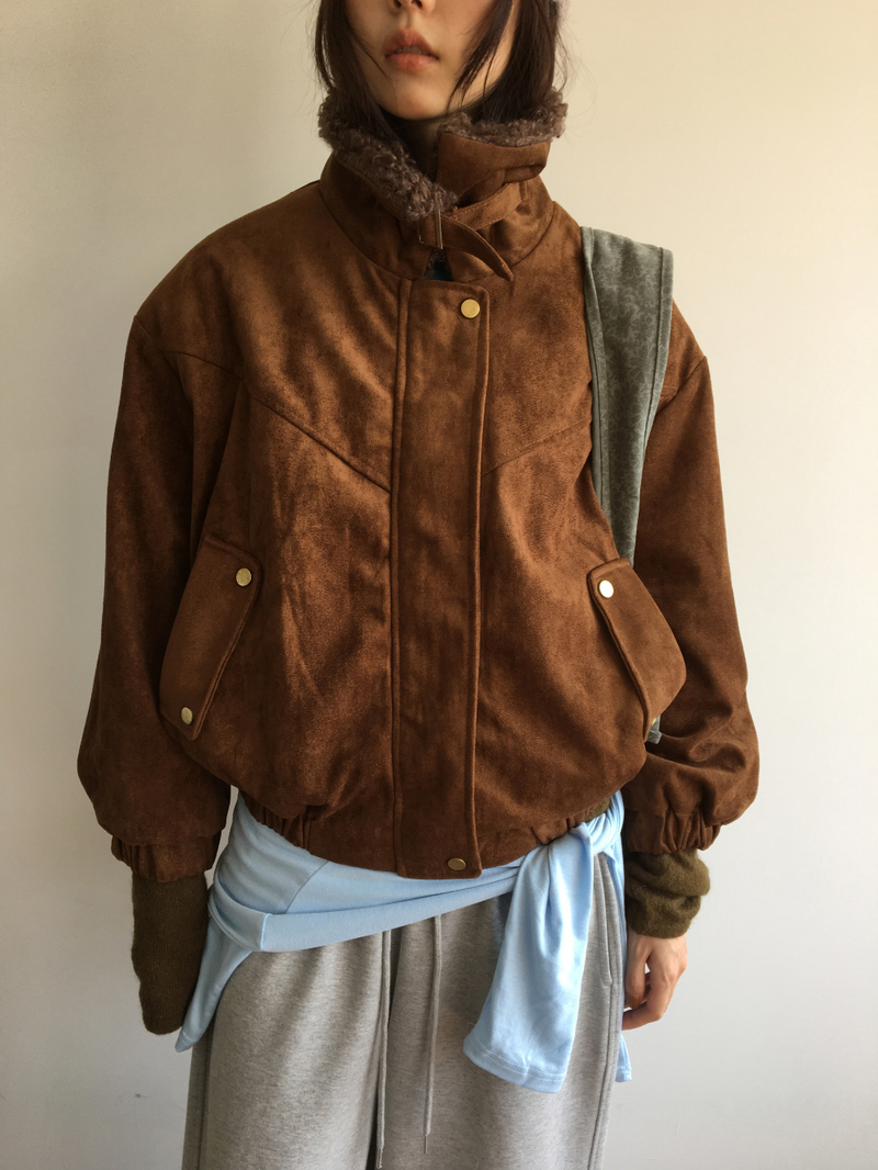 Roya Suede High-Neck Blouson (3color)