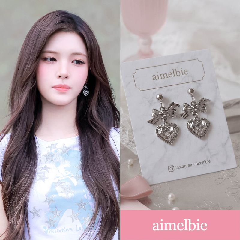 aimelbie（アイメルビー）の「[Hearts2Hearts Yuha Piercing] シルバー レースド ハート アンド ボウ ピアス（アクセサリー）」