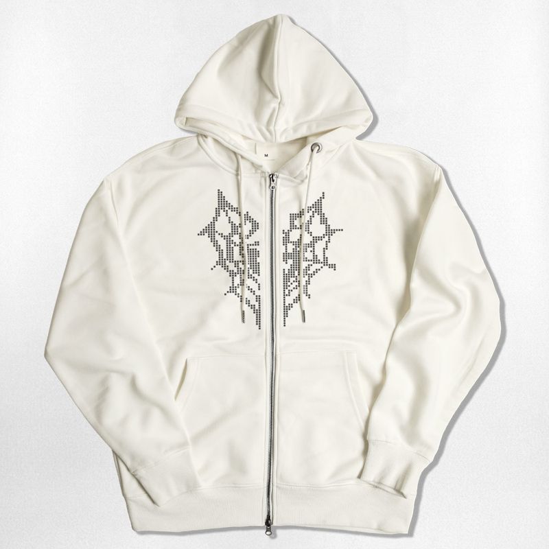 NOTUSUAL（ノットユージュアル）の「Pixel Heart Web 2way Zip-Up Hoodie - 4COLOR（Tops）」