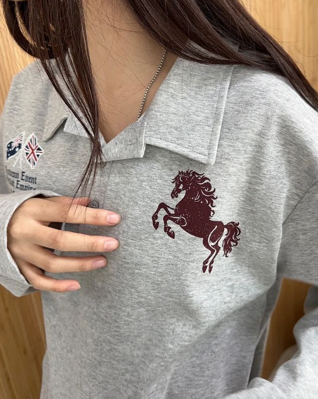 Mayen Horse Graphic Collar Tee