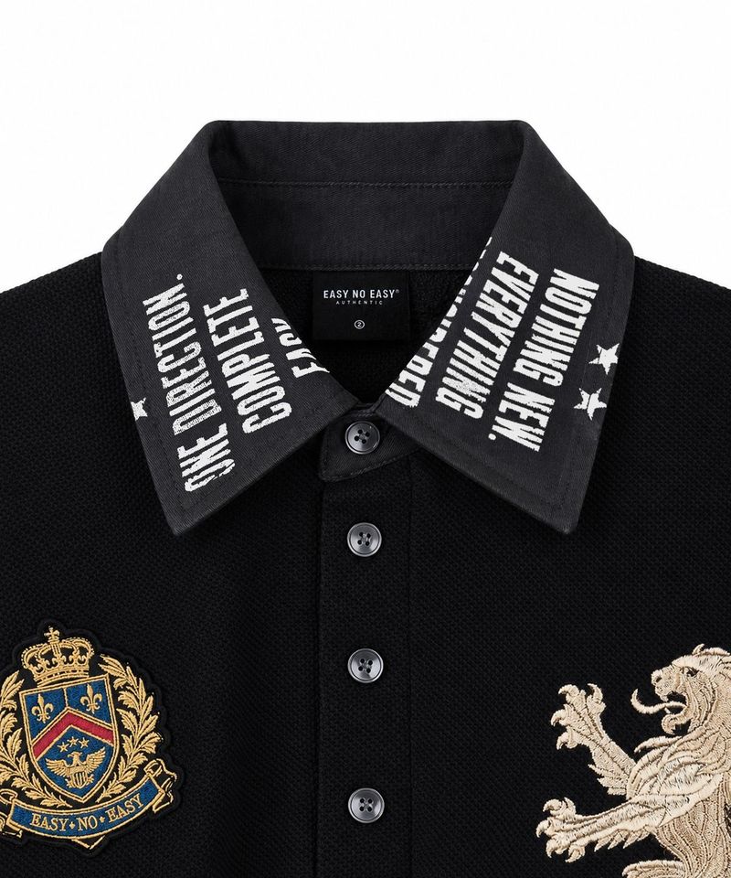 Heraldic Emblem Collar Long Sleeve - Black