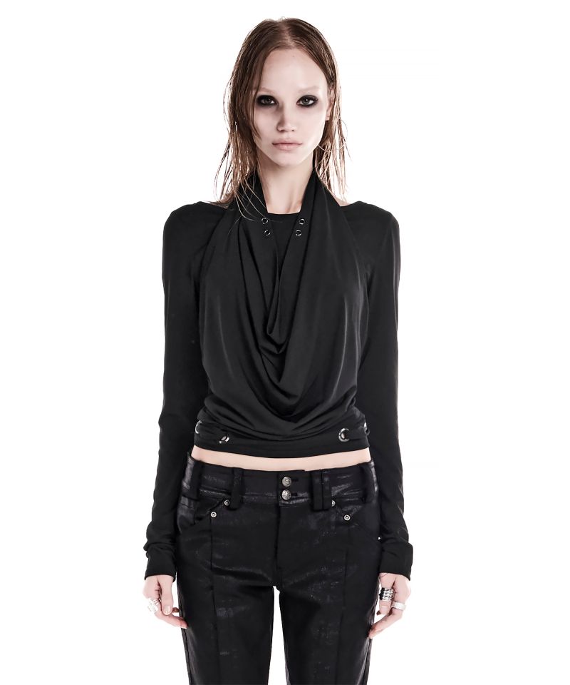 COWL LAYERED LONGSLEEVE TOP