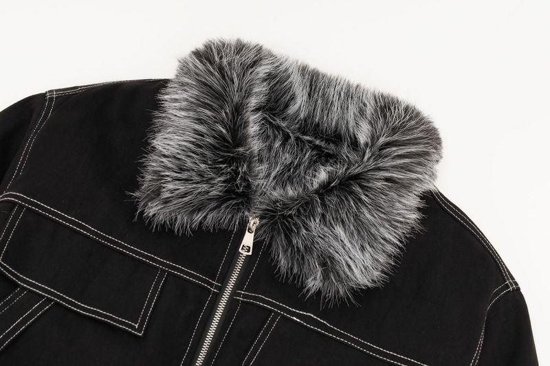 Miley Faux Fur Collar Buckle Zip-Up Jacket