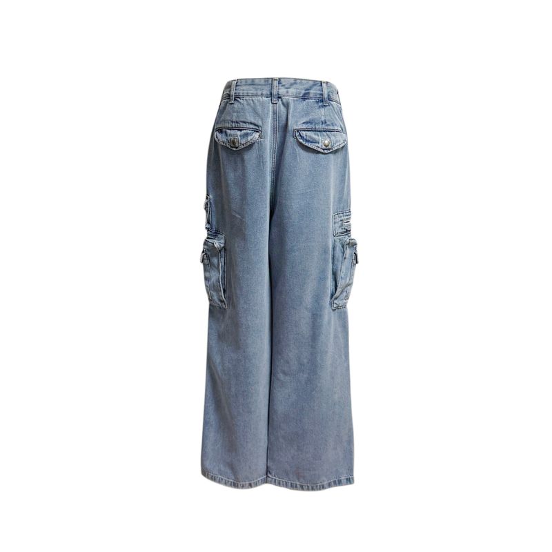 (2color) Multi Cargo Wide Denim Pants