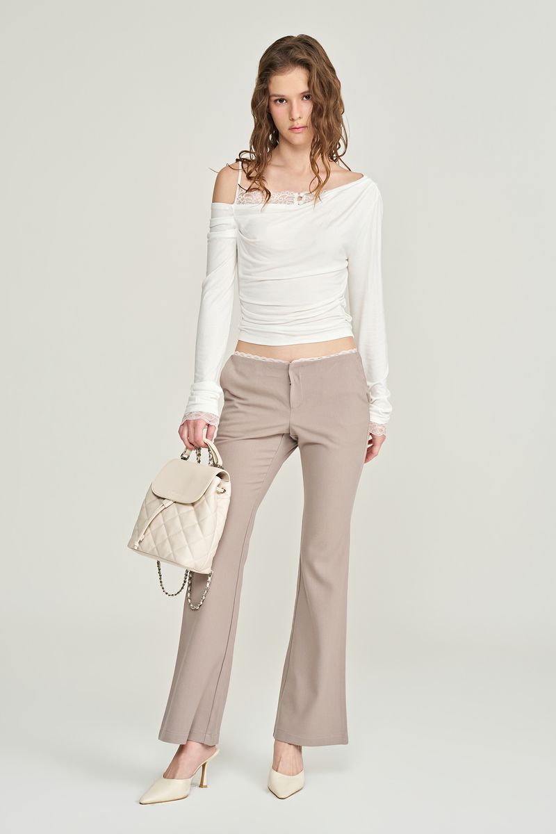 Selena lace drape top, Ivory