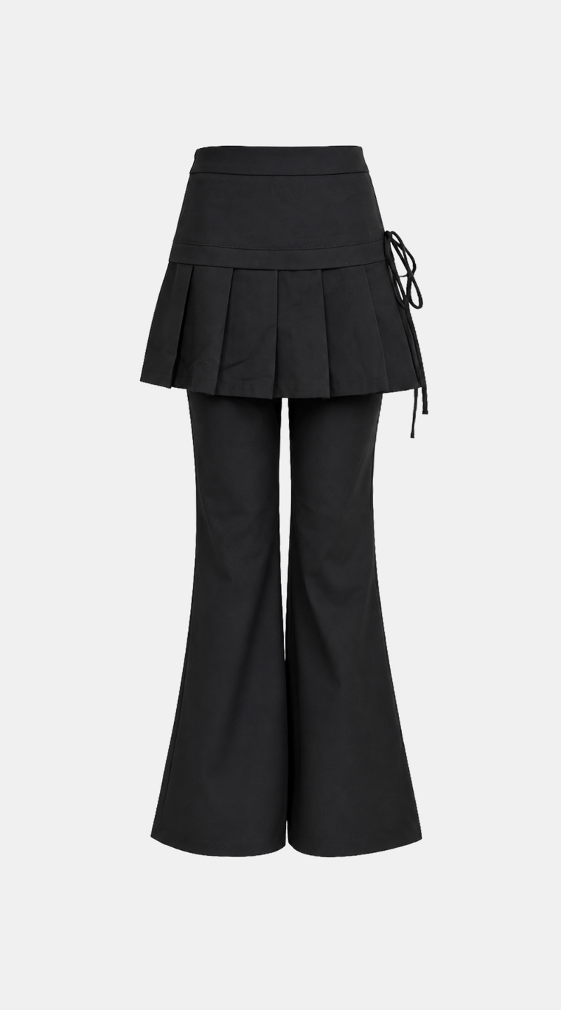 Side Lace-Up Pleated Skirt Pants