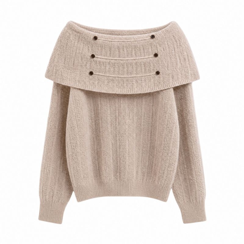 Eloa Button Off-Shoulder Knit Sweater