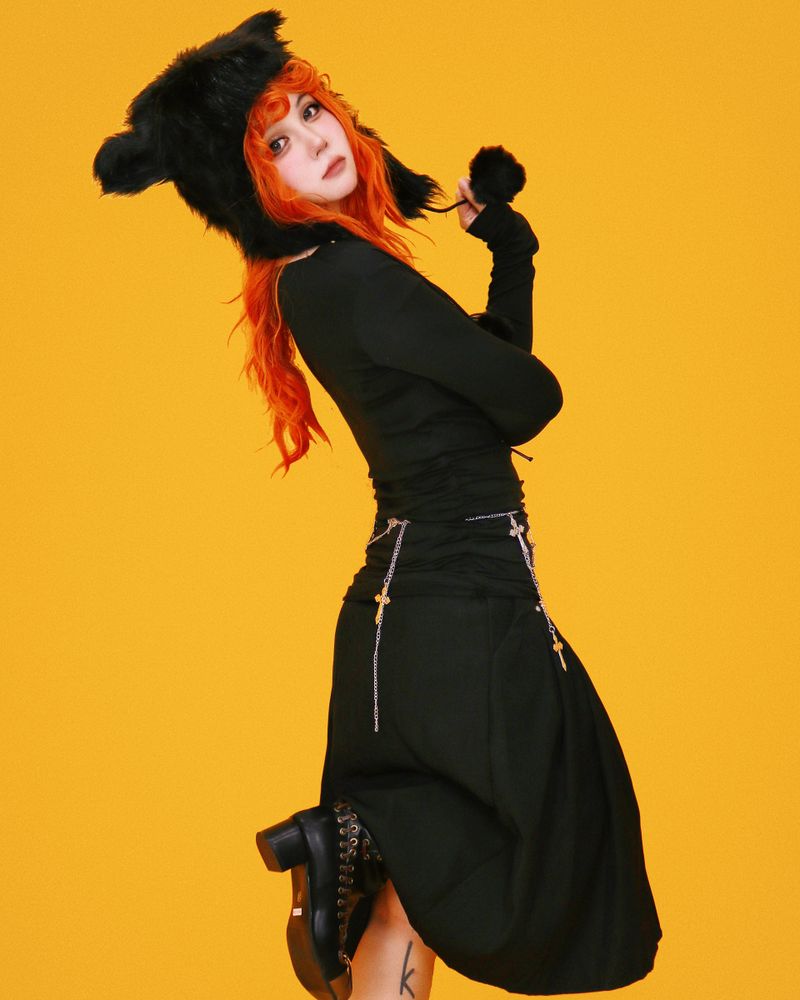 psycho stud pleats skirt