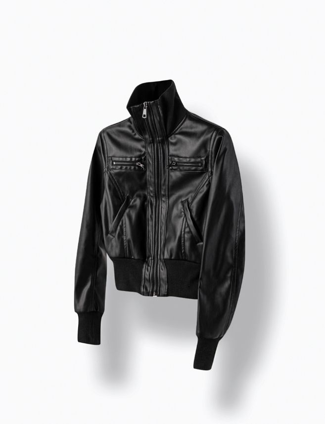 26FW★ VENOM CROP RIB LEATHER JACKET