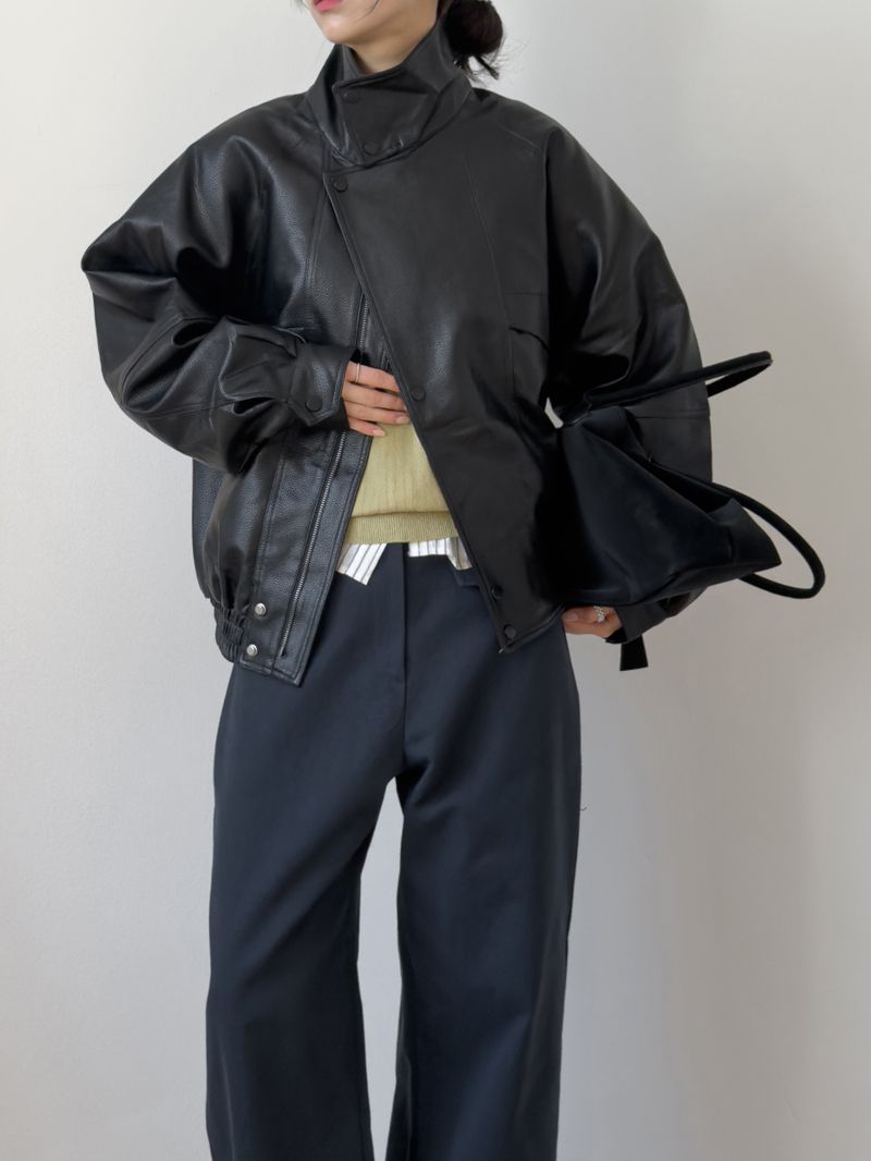 Lehman Leather Over Fit Blouson Jumper