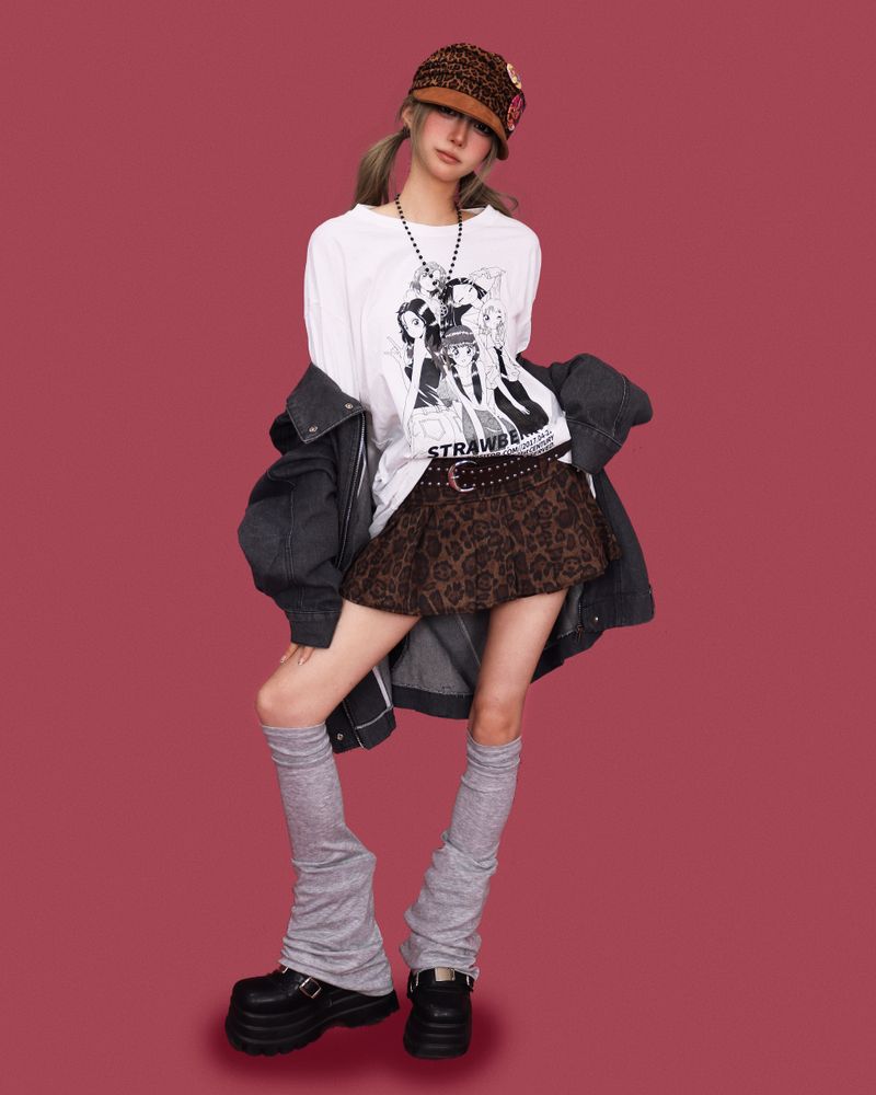 Pick! leopard skirt +belt (2color/속바지)