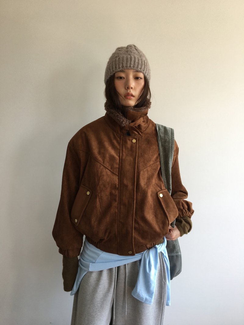 Roya Suede High-Neck Blouson (3color)