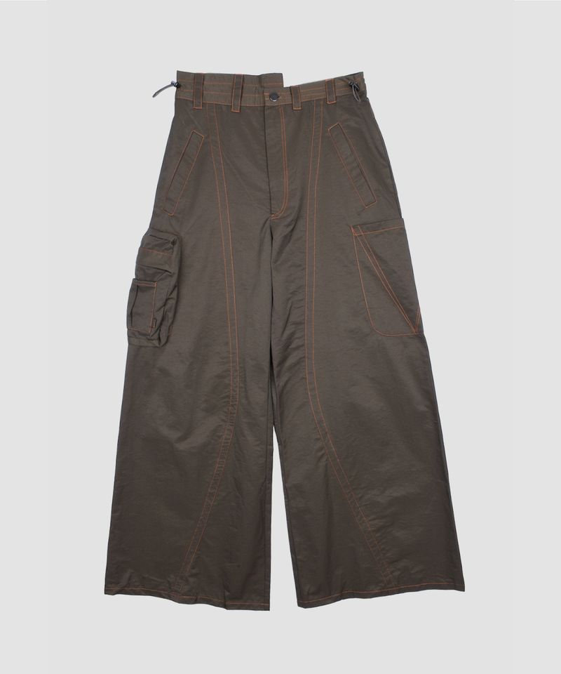 COLOR STITCH BAGGY WIDE PANTS