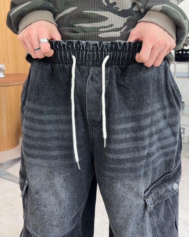 スロー バルーン カーゴ デニム パンツ