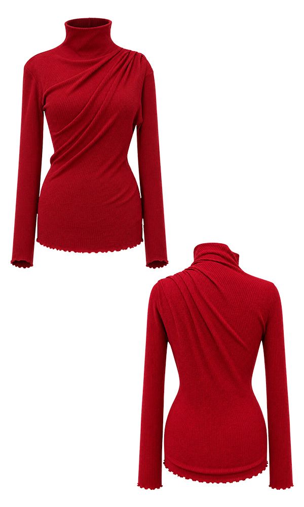 Cowl draped T-shirt Red