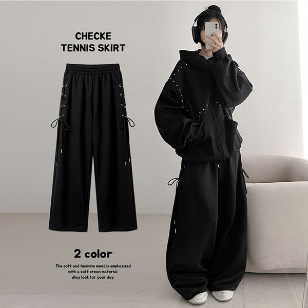 Lucci Eyelet String Training Wide Pants (2 colors)