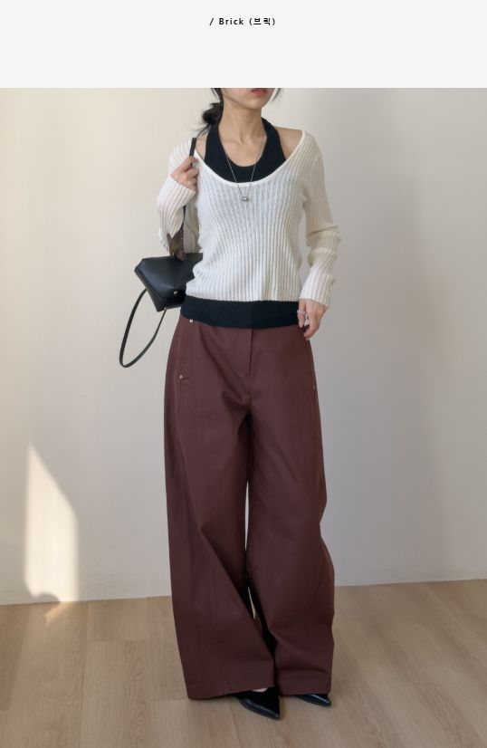 215 Rivet Curved Wide Pants