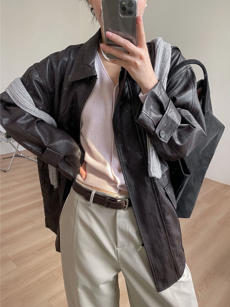 Eleanor Leather Safari Half Jacket