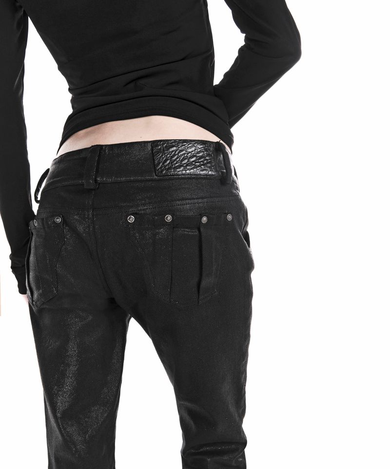 VAMP SLIM BOOTCUT DENIM PANTS GLITTER BLACK