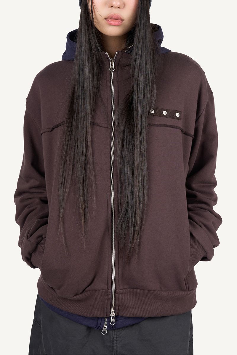 Rivet High-Neck Sweat Zip-Up