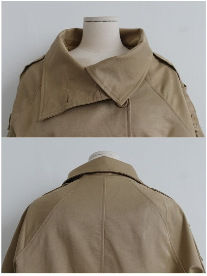 CONVERTIBLE-COLLAR BALLOON TRENCH JACKET