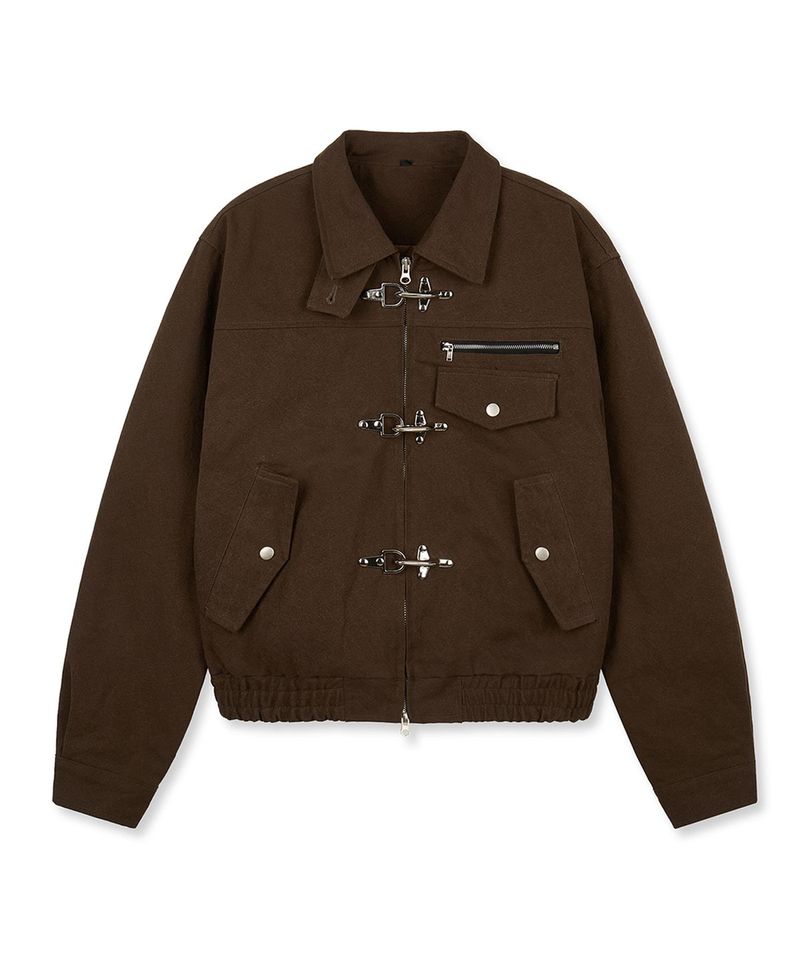 Fireman Buckle Crop Jacket - Brown