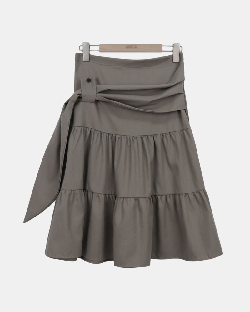 Punen Strap Tiered Midi Skirt