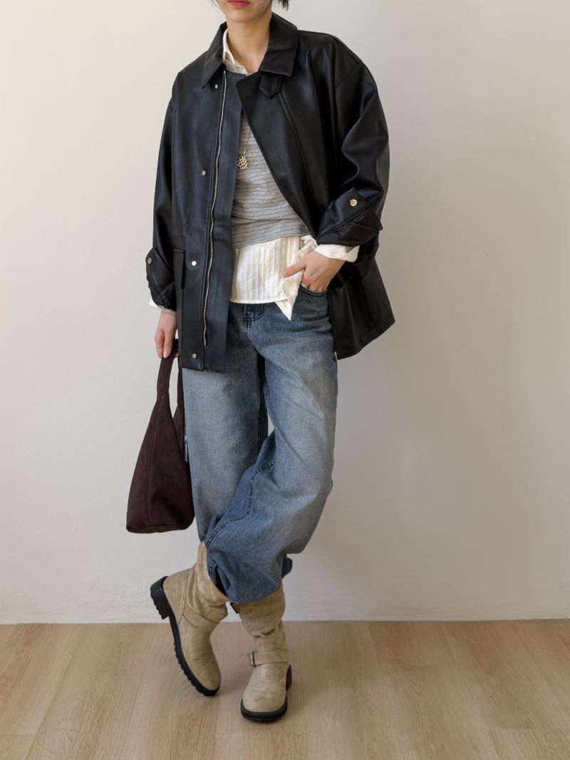 Embossed Wrap Stripe Over Fit Shirt