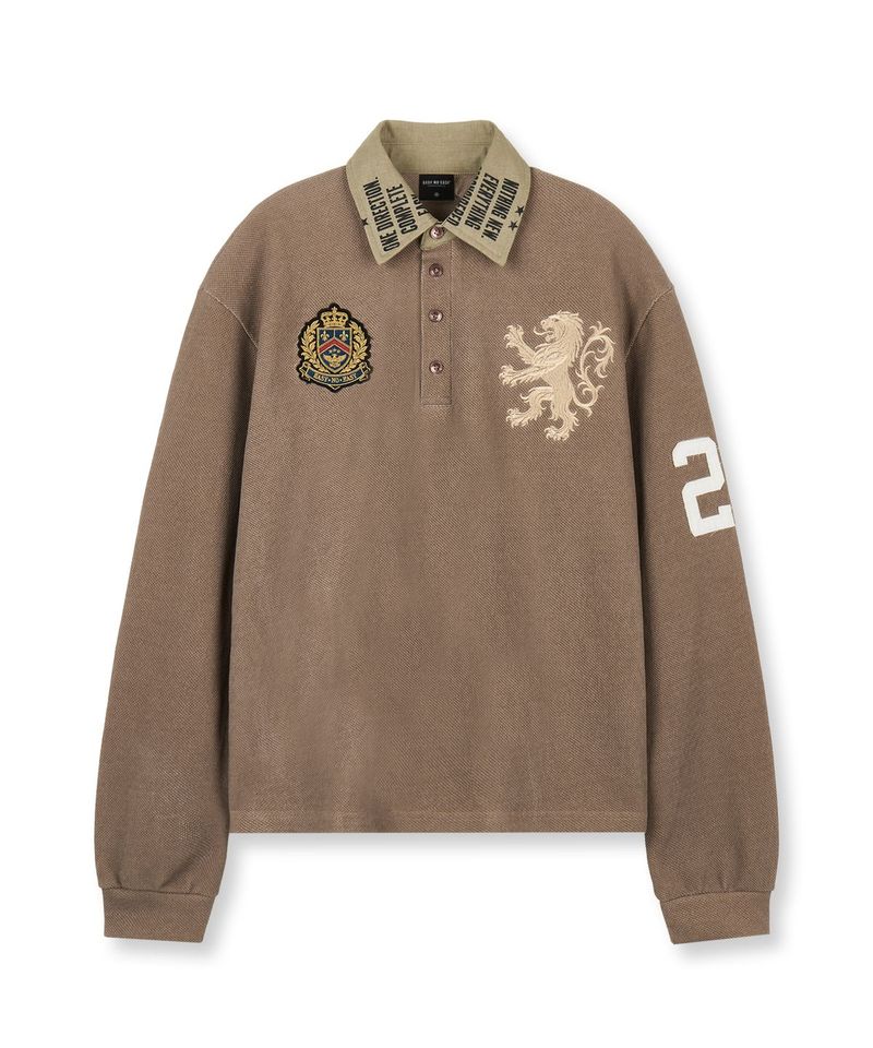 Heraldic Emblem Collar Long Sleeve - Beige