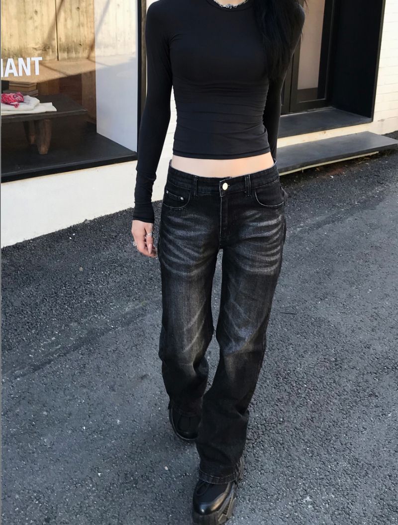 Coal Black Low-Rise Denim