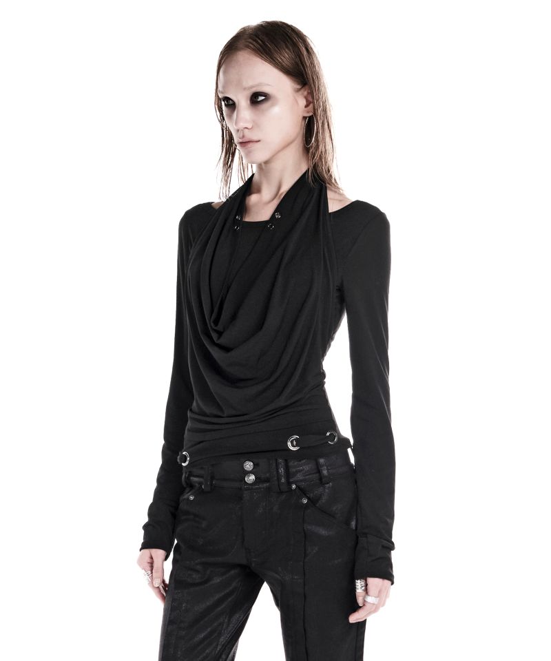 COWL LAYERED LONGSLEEVE TOP
