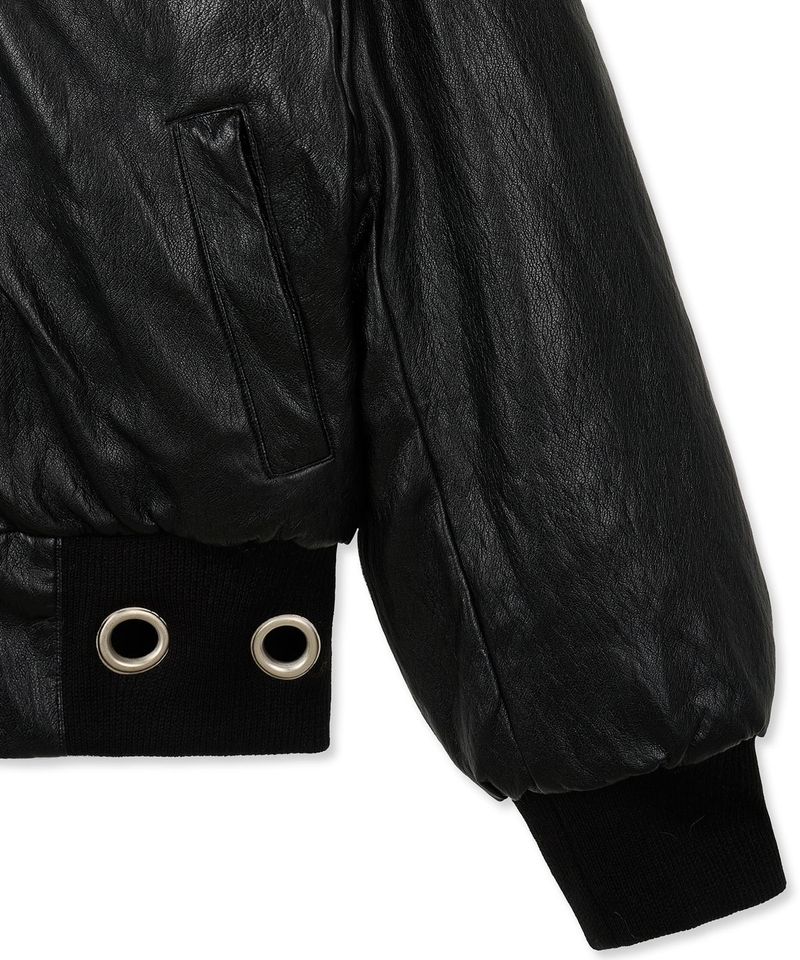 Leather Reversible Fur Crop Jacket - Black