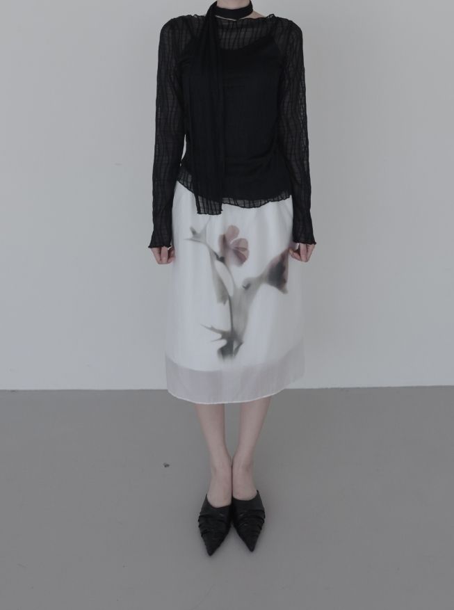 ラボ スカーフ レイヤード シースルー Tシャツ