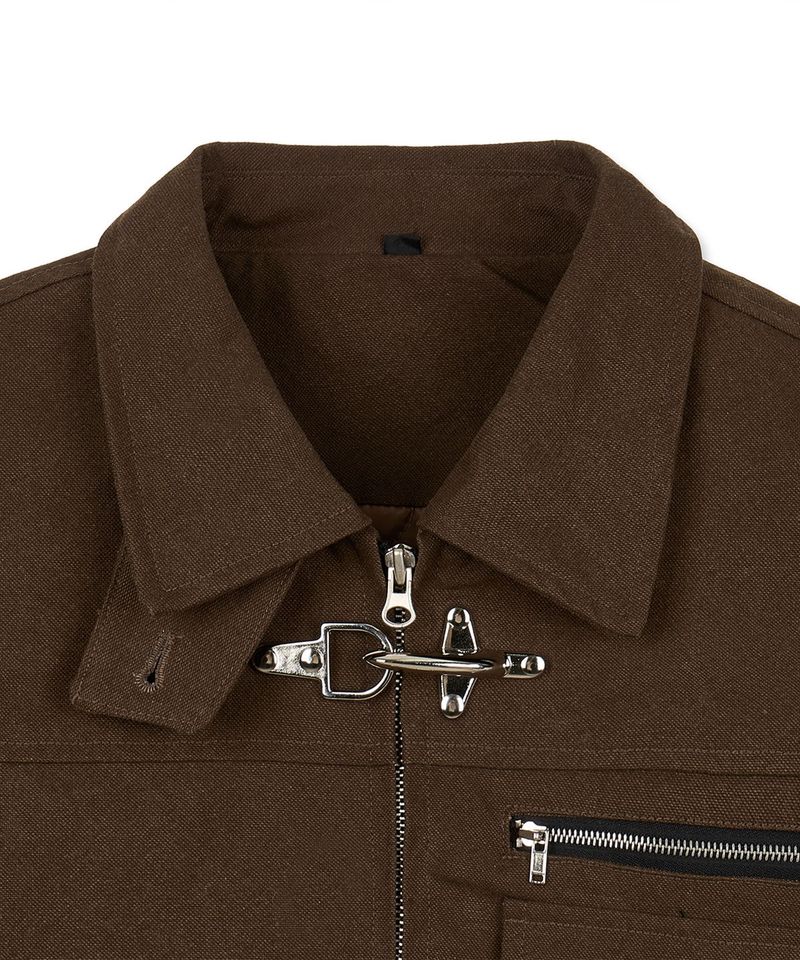 Fireman Buckle Crop Jacket - Brown
